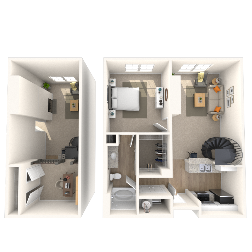 Floor plan for 1 bed, 1 bath, 948 sqft